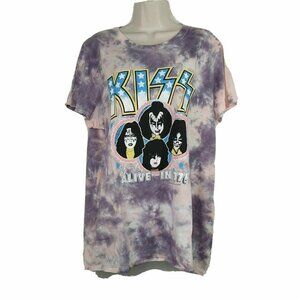 Torrid Classic Fit Crew Kiss T-shirt Size 1 1X 14 16 Purple Tie Dye Vinyl Icons